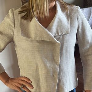 Ann Taylor Cream Asymmetrical Blazer
